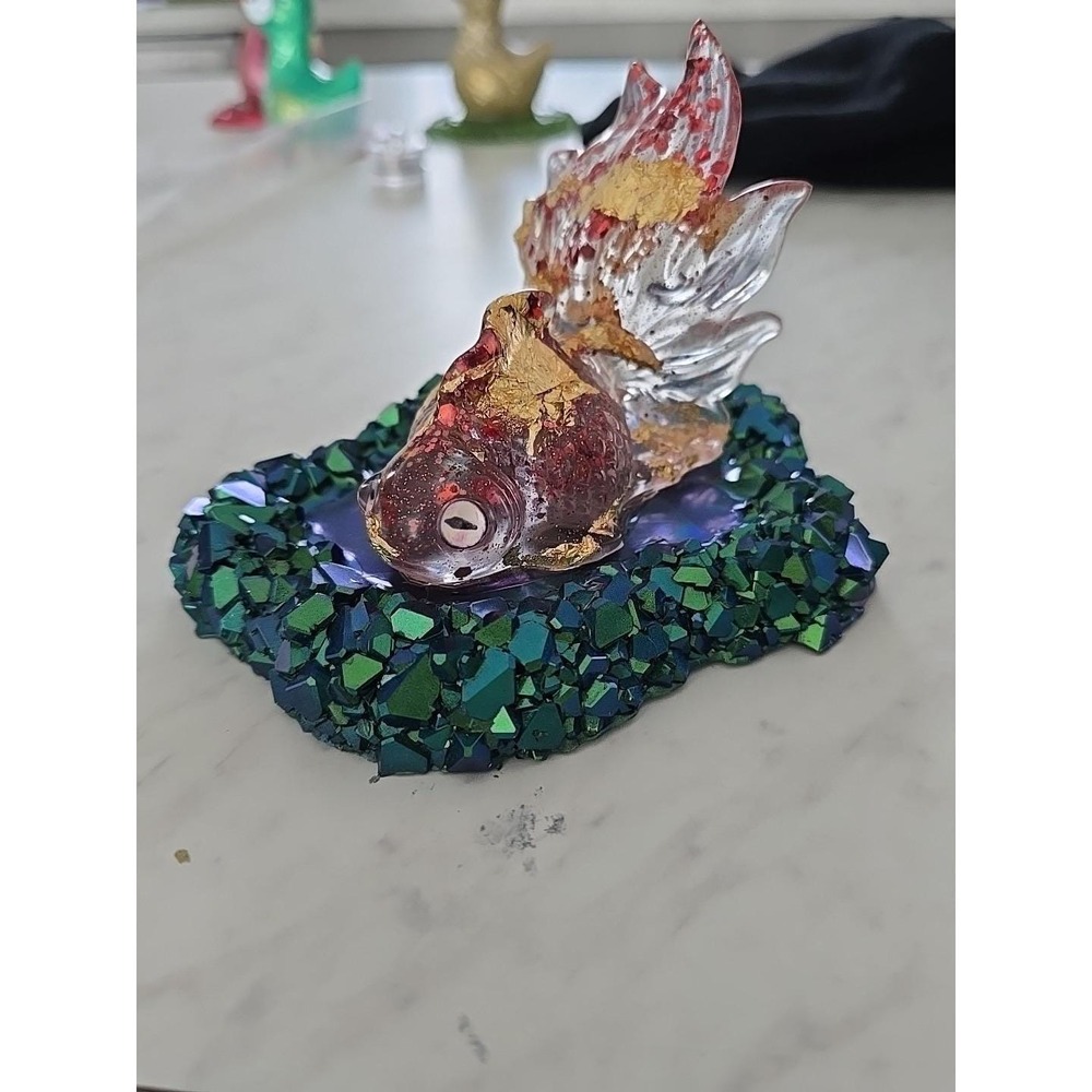 Handmade Resin Goldfish  In Pond Decoration‎ Gift  694